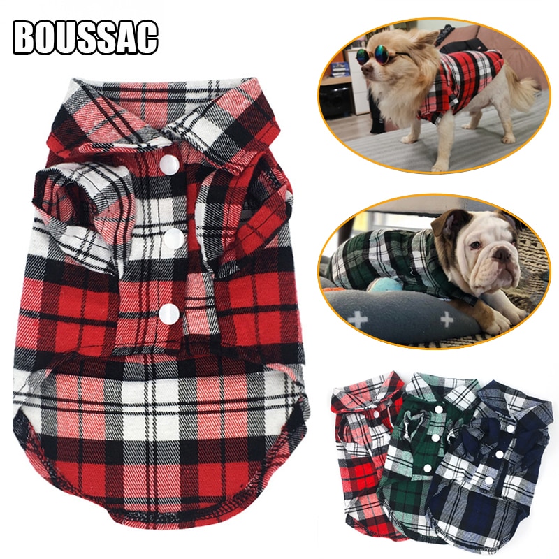 Dog-Shirts-British-Style-Plaid-Pet-Dog-Clothes-for-Small-Dogs-Cotton-Puppy-Cat-Clothing-French