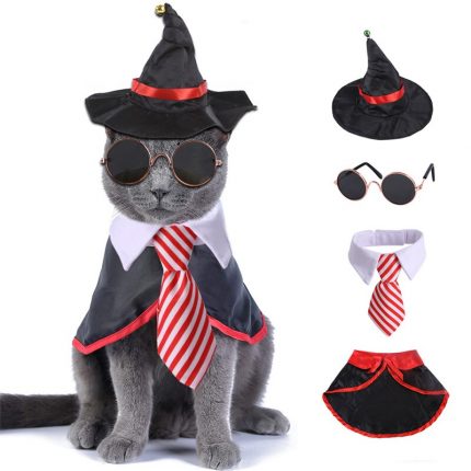 Halloween Costume Clothes Bow Tie Cloak Hat Glasses Suit