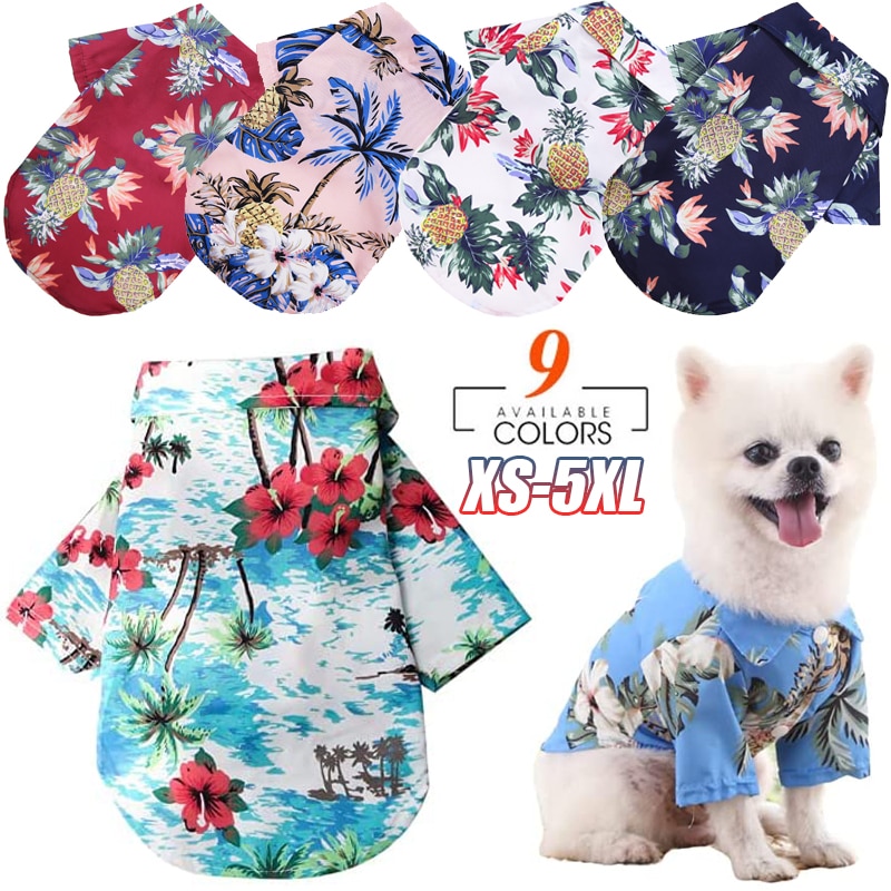 Hawaii-Beach-Printed-Dog-Clothes-For-Small-Dogs-Cats-T-Shirt-Puppy-Pet-Clothing-Sportshirt-Summer